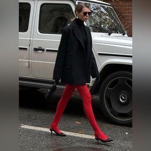 120g Vintage Red Velvet Thick Women Pantyhose L-XL